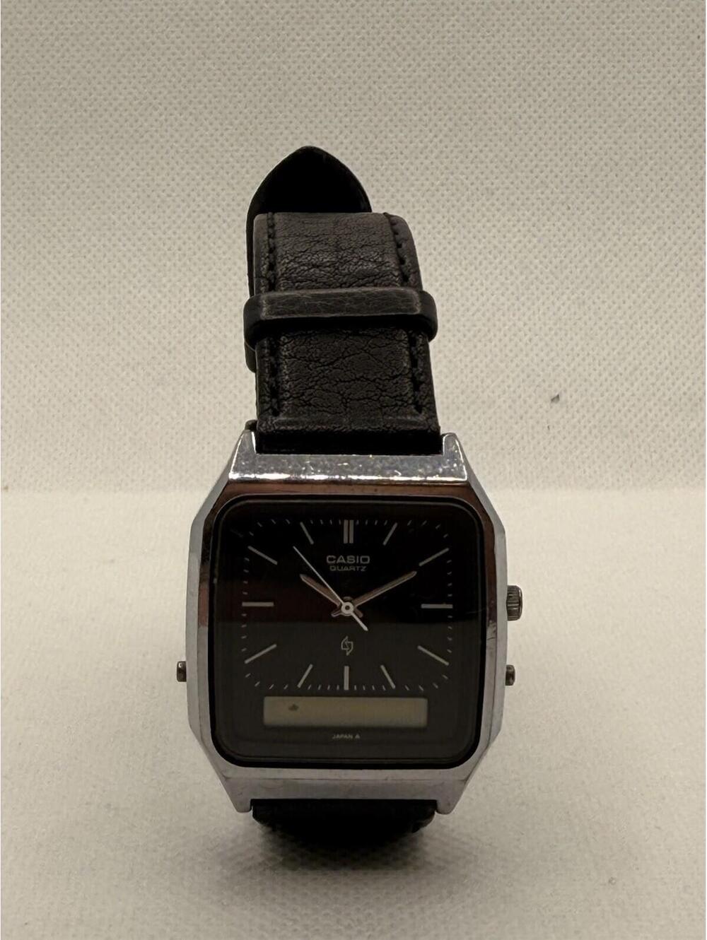 Casio AQ-321 Watch Men 31mm Black Dial Silver Tone Alarm Chrono - Needs Battery